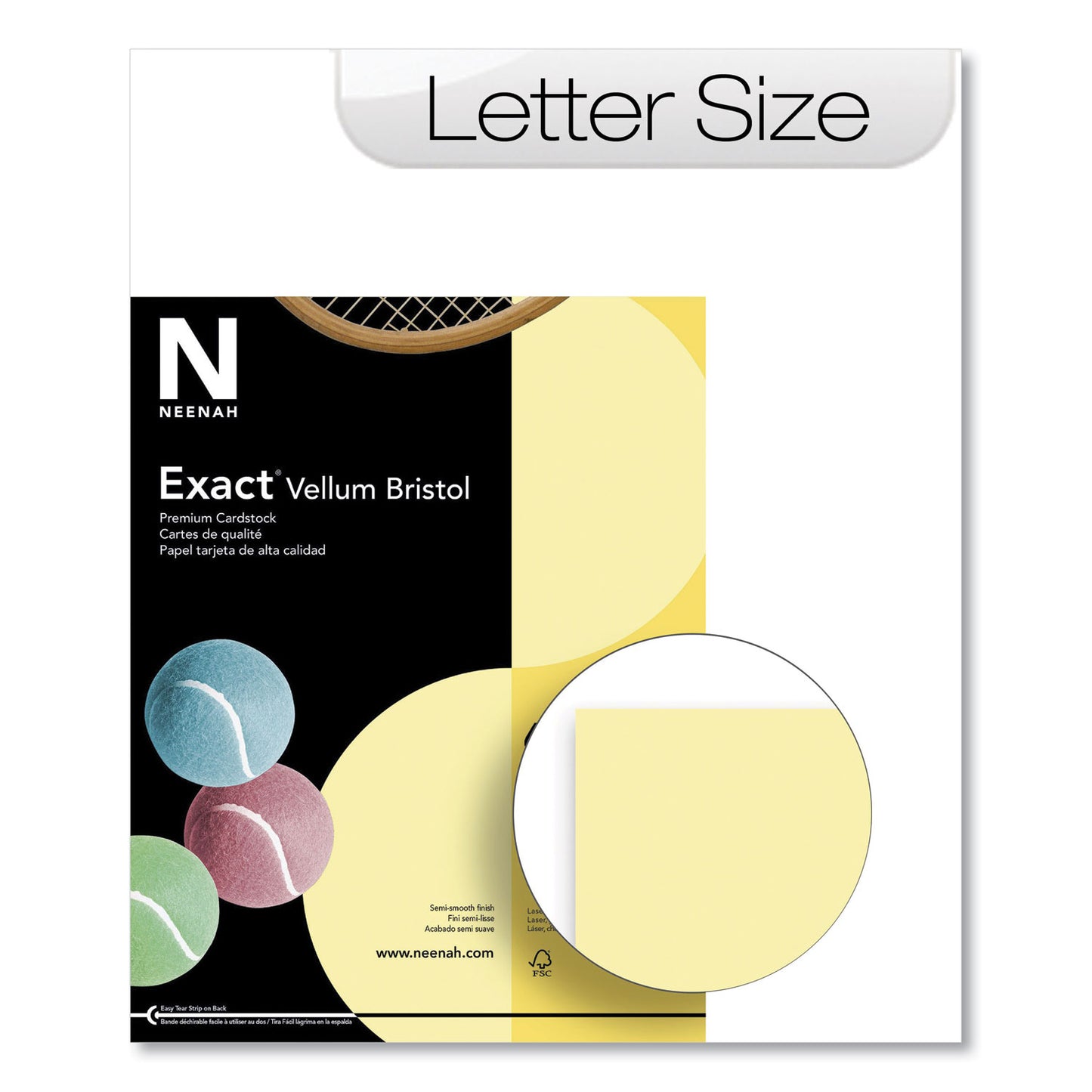 Neenah Paper Exact Vellum Bristol Cover Stock, 67 lb Bristol Weight, 8.5 x 11, Yellow, 100/Pack (8133882338)