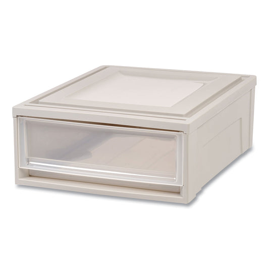 Iris Stackable Storage Drawer, 5.5 gal, 15.7" x 19.7" x 6.5", Gray/Translucent Frost (170441)