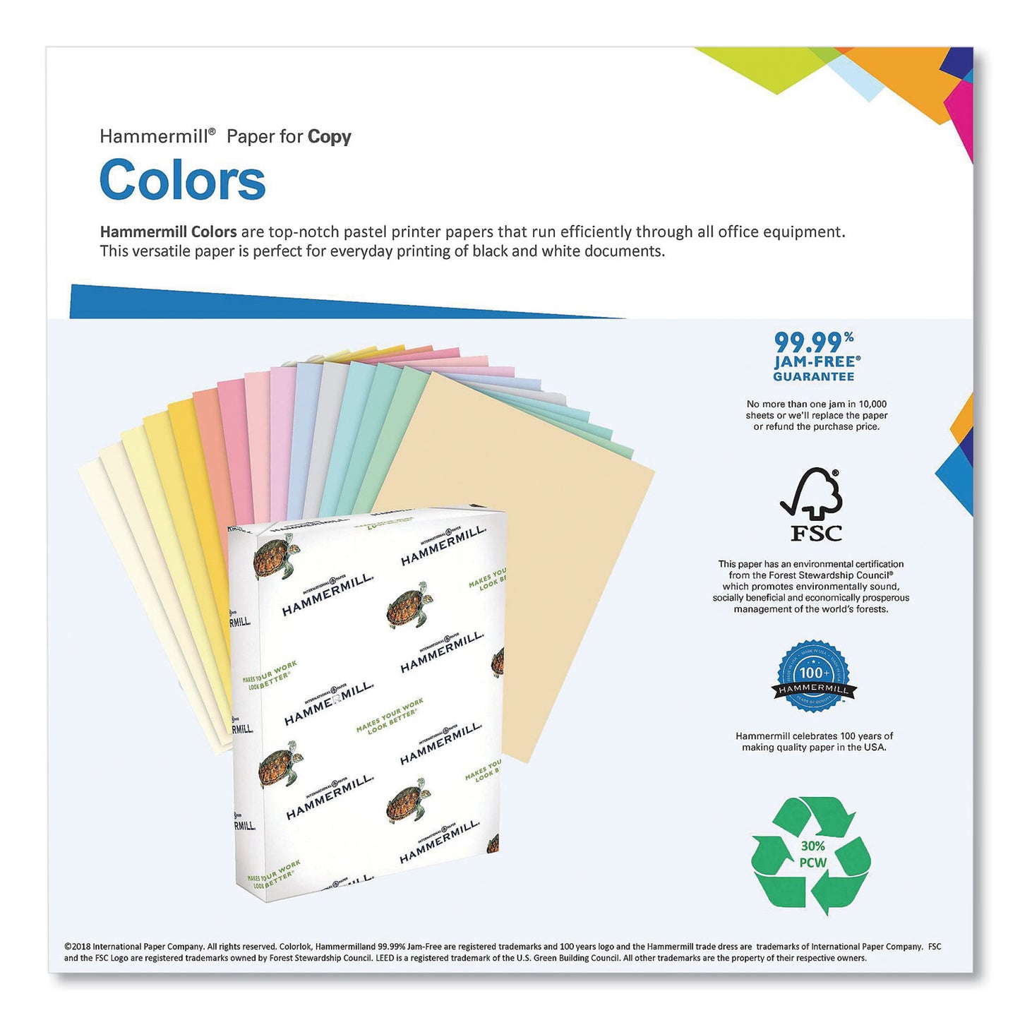 Hammermill Colors Print Paper, 20 lb Bond Weight, 11 x 17, Green, 500/Ream (102186)