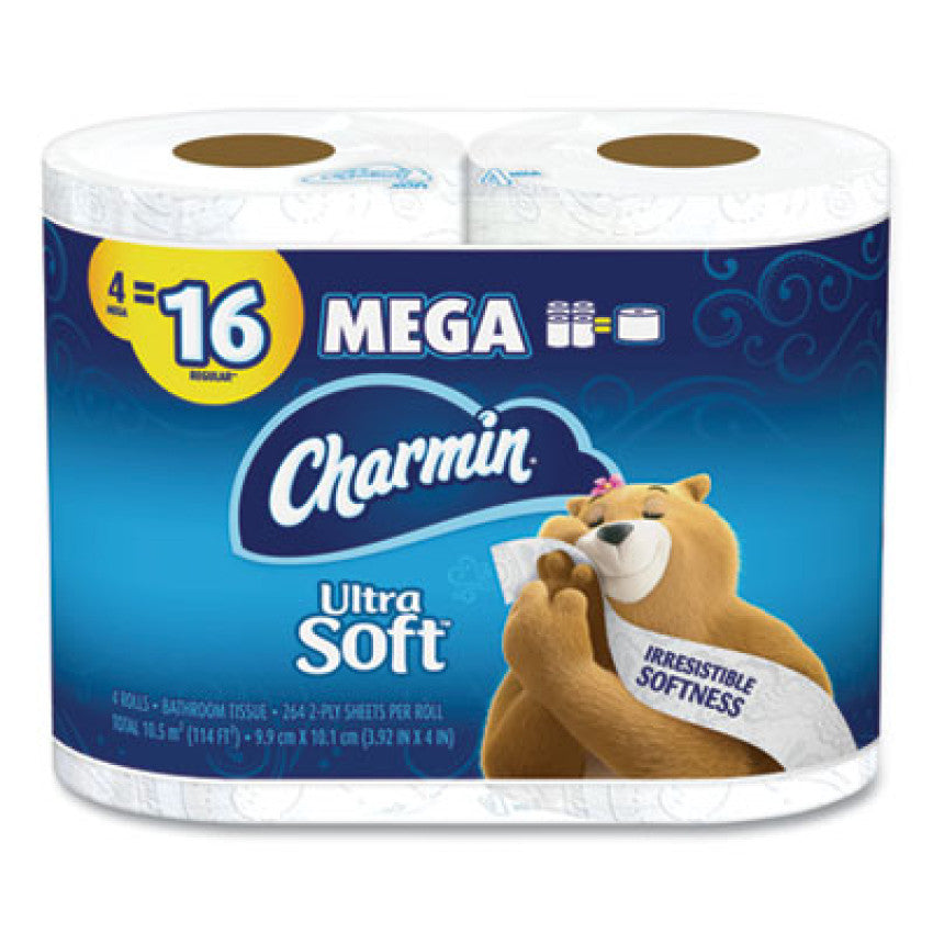 Charmin Ultra Soft Bathroom Tissue, Septic Safe, 2-Ply, White, 244 Sheets/Roll, 4 Rolls/Pack