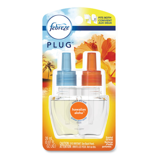 Febreze PLUG Air Freshener Refills, Hawaiian Aloha, 0.87 oz Refill, 2/Pack (74918)