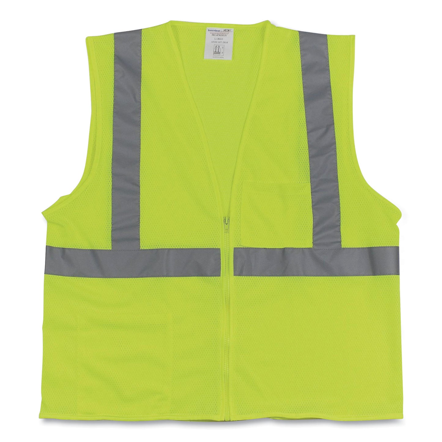 PIP ANSI Class 2 Two-Pocket Zipper Mesh Safety Vest, X-Large, Hi-Viz Lime Yellow (3020702ZLYXL)