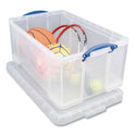 Really Useful Box Snap-Lid Storage Bin, 16.9 gal, 17.31" x 28" x 12.25", Clear/Blue (64CCB)