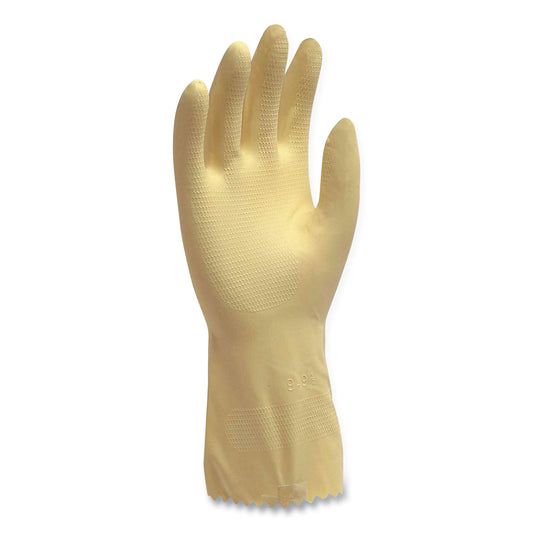 AMBITEX Pro L6500 Series Flock-Lined Latex Gloves, 12" Long, 15 mil, Large, Yellow, 12 Pairs (LLG6500)