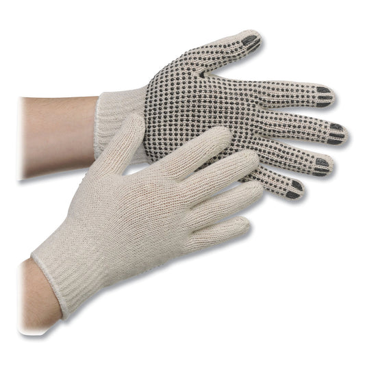 AMBITEX Pro PVC-Dotted String-Knit Gloves, Medium, White/Black, Dozen (CTPS400MN1SD)