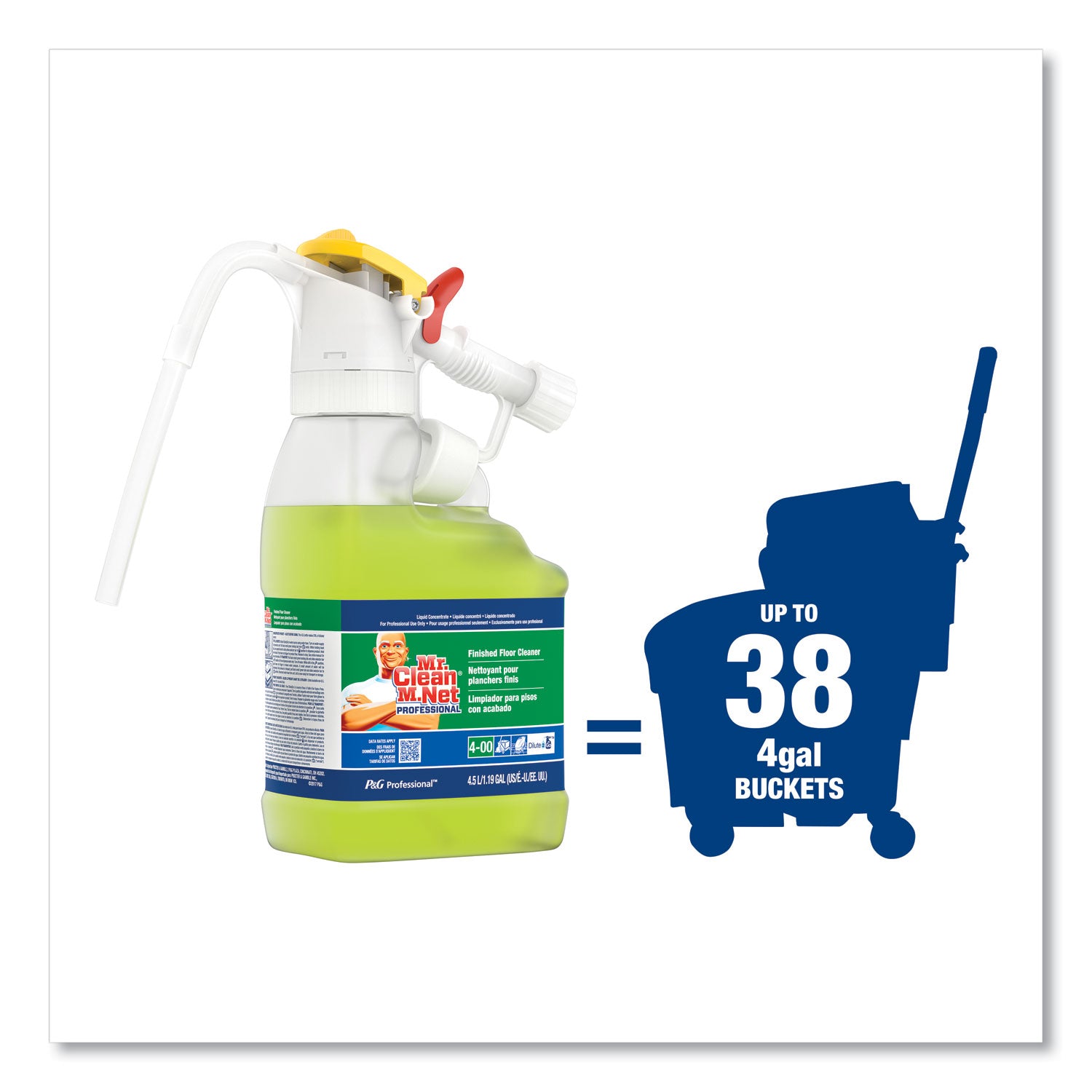 Mr Clean Dilute 2 Go, Finished Floor Cleaner, Lemon Scent, 4.5 L Jug, 1/Carton (72000)