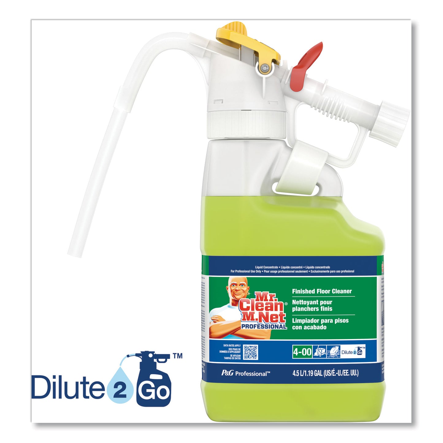 Mr Clean Dilute 2 Go, Finished Floor Cleaner, Lemon Scent, 4.5 L Jug, 1/Carton (72000)