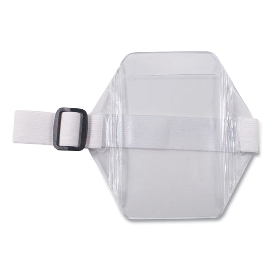 Advantus Arm Band Badge Holders, Vertical, Transparent Frost 5" x 5" Holder, 2.75" x 4" Insert, 12/Pack (75649)