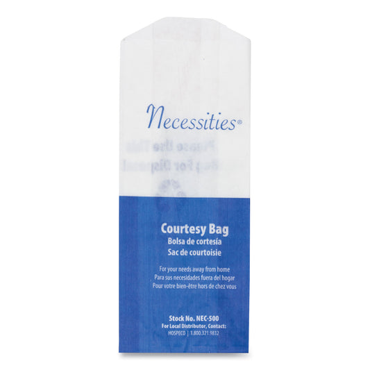 HOSPECO Feminine Hygiene Convenience Disposal Bag, 3" x 1.5" x 7.75", White, 500/Carton (NEC500)