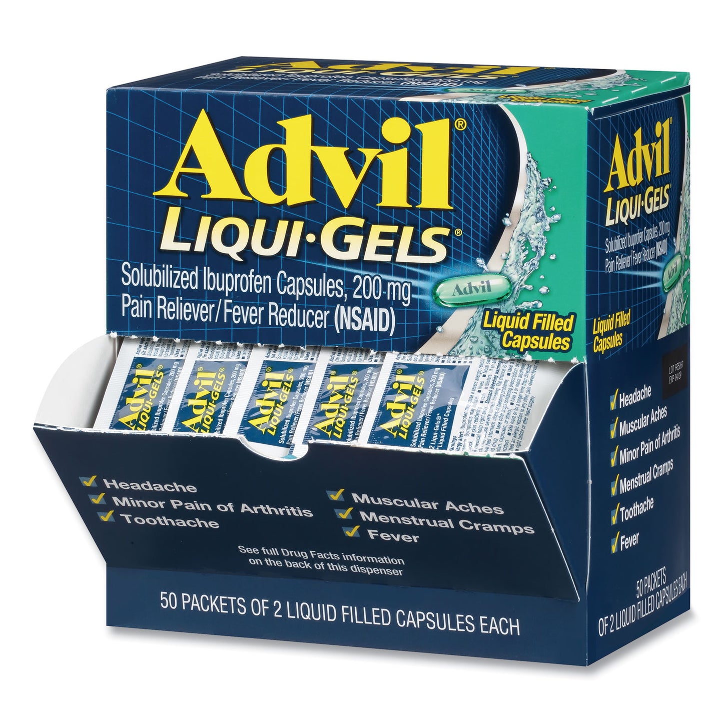 Advil Liqui-Gels, Two-Pack, 50 Packs/Box (BXAVLQG50BX)