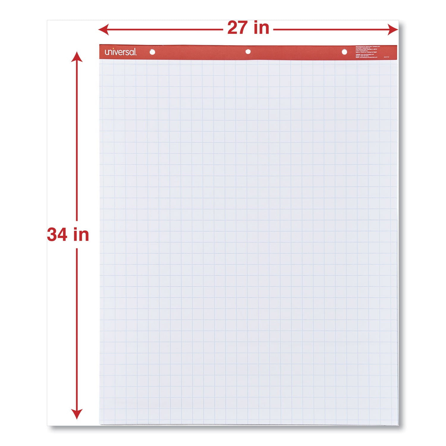 Universal Easel Pads/Flip Charts, Quadrille Rule (1 sq/in), 27 x 34, White, 50 Sheets, 2/Carton (35602)