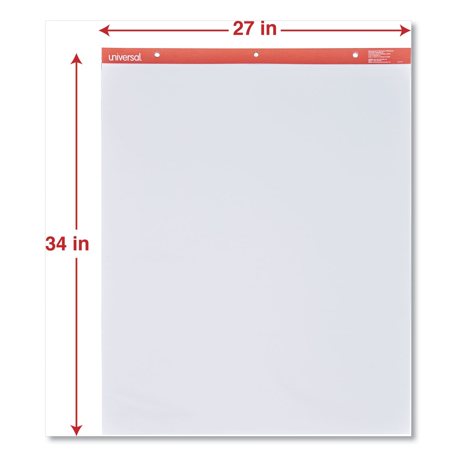 Universal Easel Pads/Flip Charts, Unruled, 27 x 34, White, 50 Sheets, 2/Carton (35600)