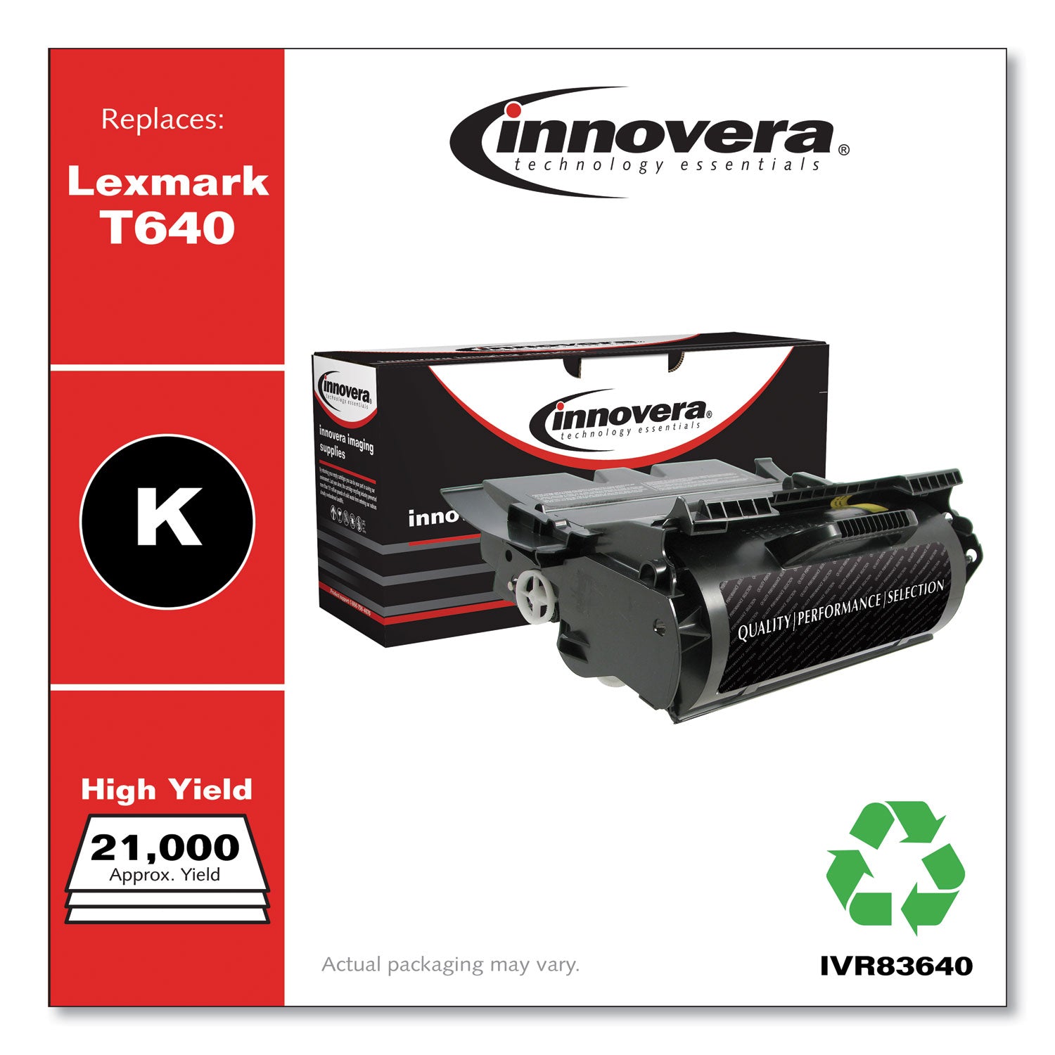 Innovera Remanufactured Black High-Yield Toner, Replacement for T640, 21,000 Page-Yield (83640)