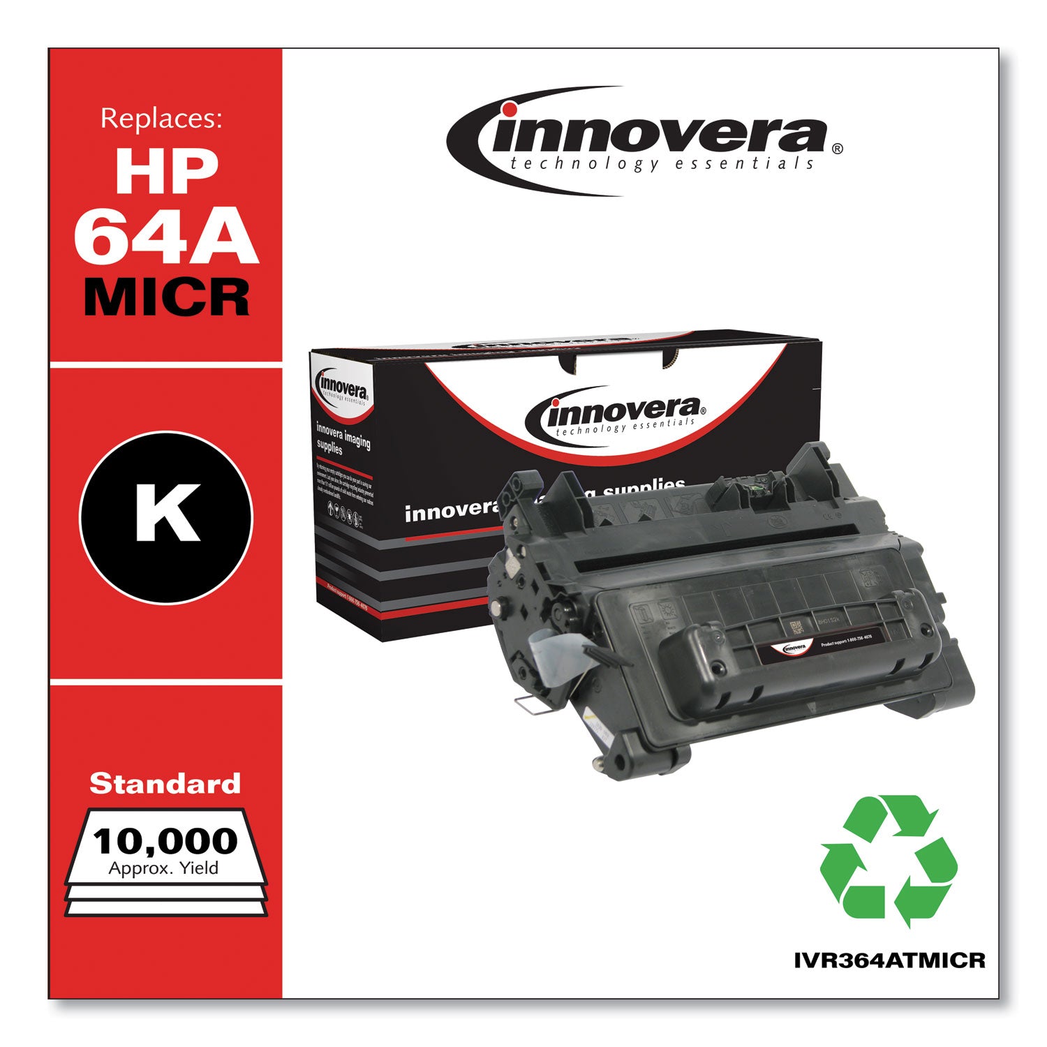 Innovera Remanufactured Black MICR Toner, Replacement for 64AM (CC364AM), 10,000 Page-Yield (364ATMICR)