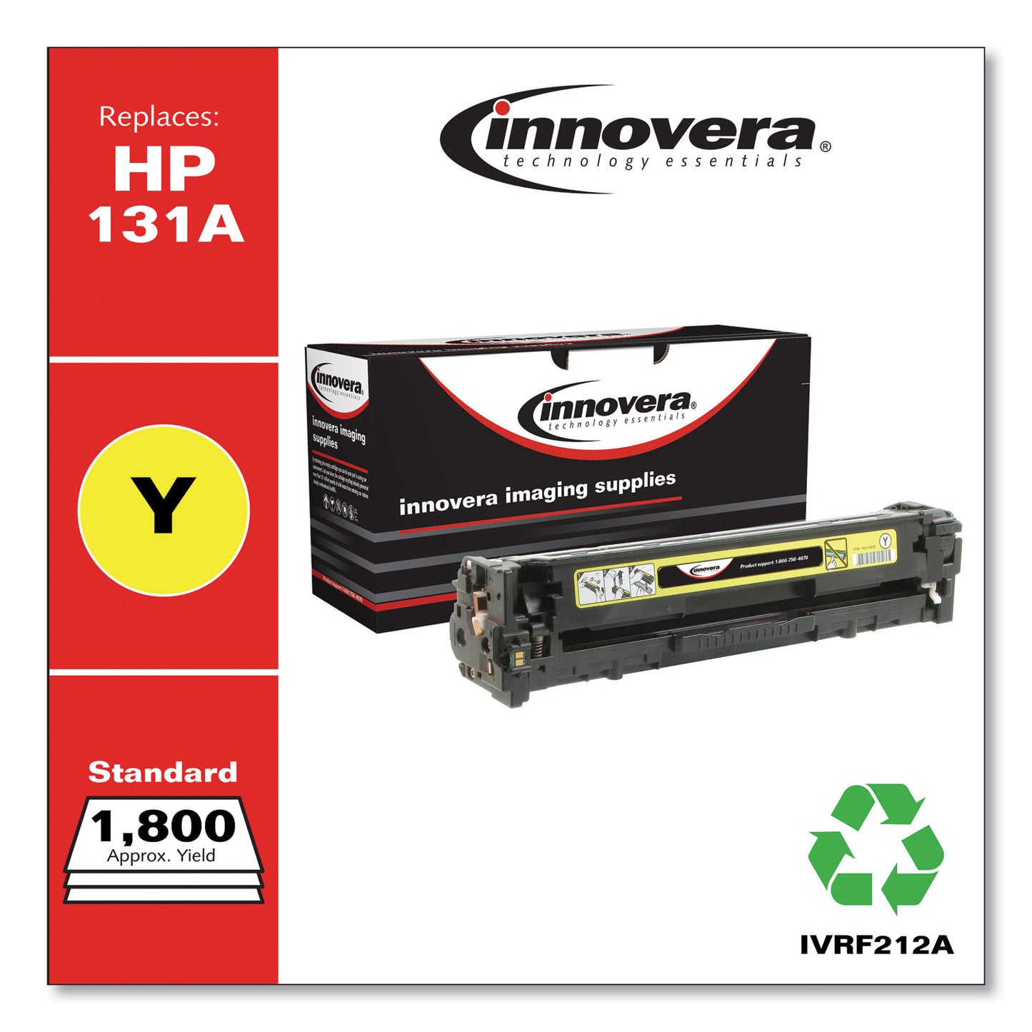 Innovera Remanufactured Yellow Toner, Replacement for 131A (CF212A), 1,800 Page-Yield