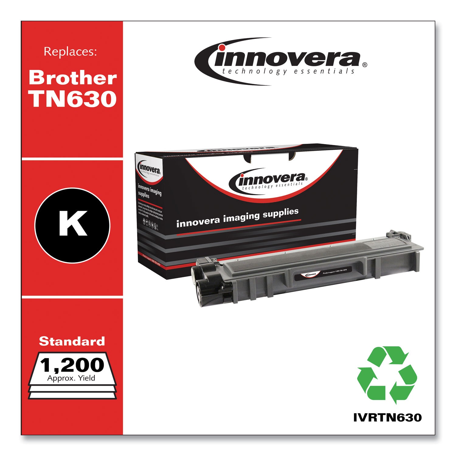 Innovera Remanufactured Black Toner, Replacement for TN630, 1,200 Page-Yield