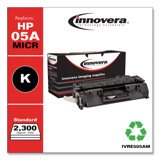 Innovera Remanufactured Black MICR Toner, Replacement for 05AM (CE505AM), 2,300 Page-Yield