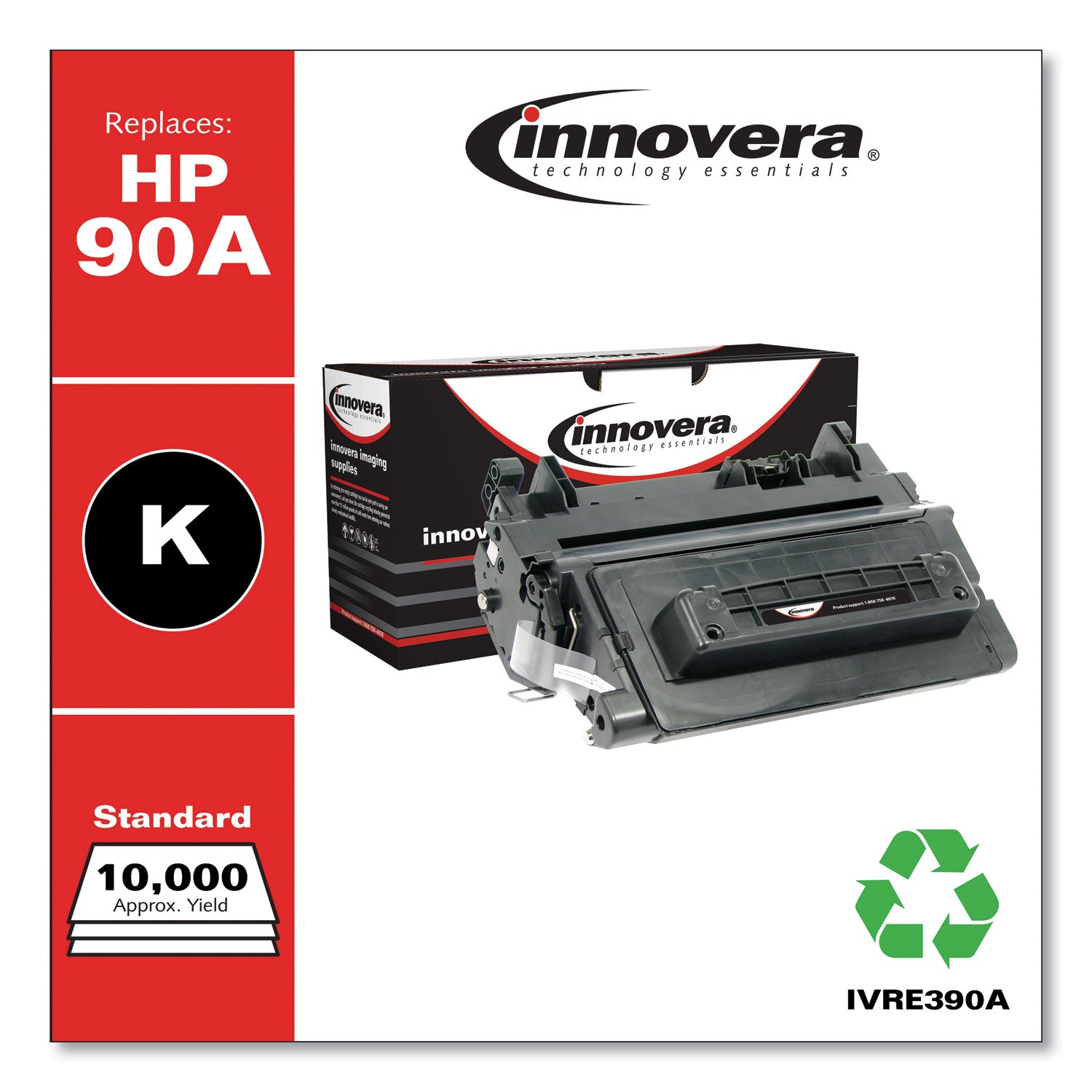 Innovera Remanufactured Black Toner, Replacement for 90A (CE390A), 10,000 Page-Yield