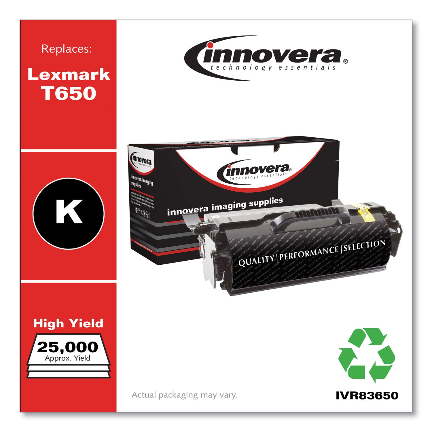 Innovera Remanufactured Black Toner, Replacement for T650H21A, 25,000 Page-Yield (83650)