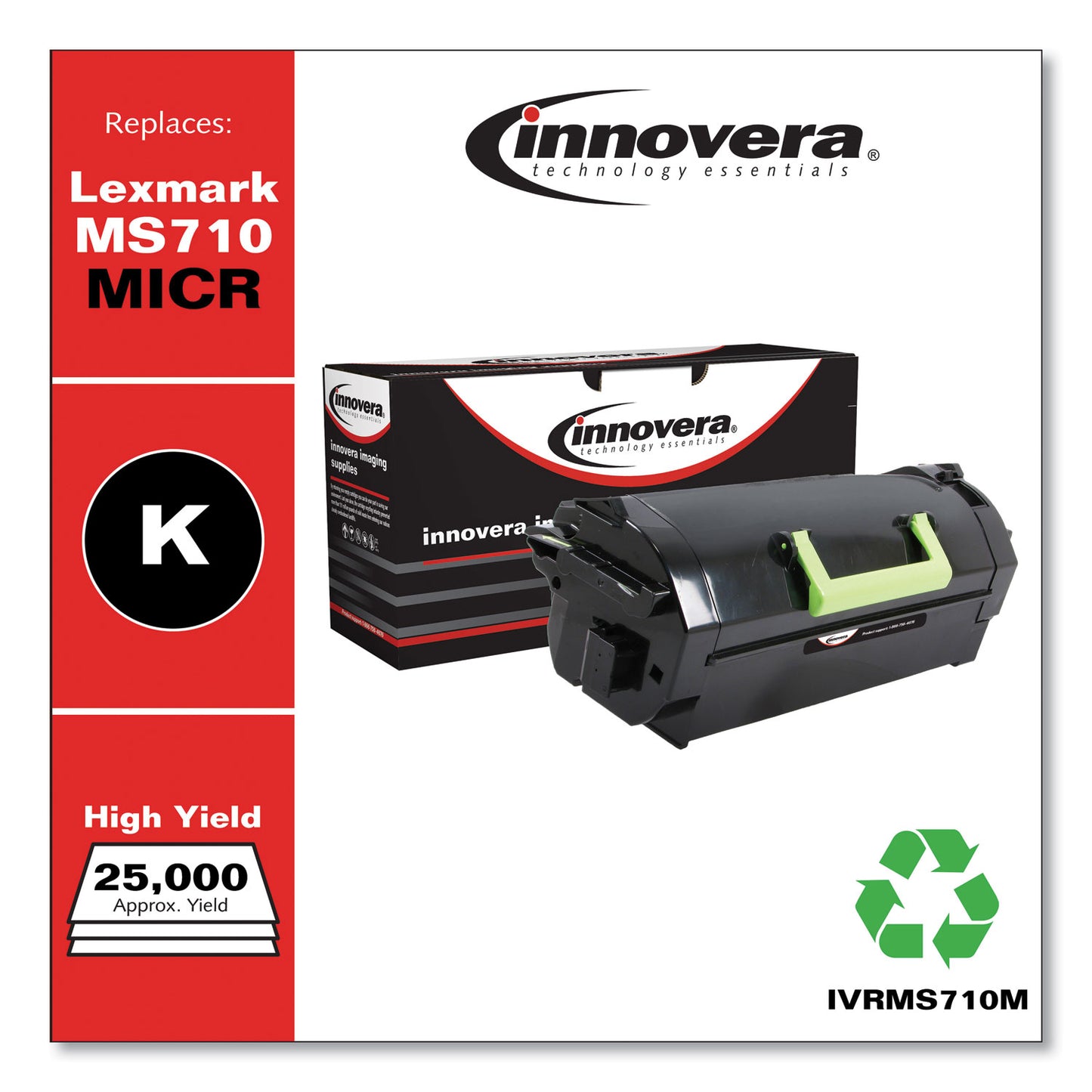 Innovera Remanufactured Black High-Yield MICR Toner, Replacement for MS710M (52D0HA0), 25,000 Page-Yield