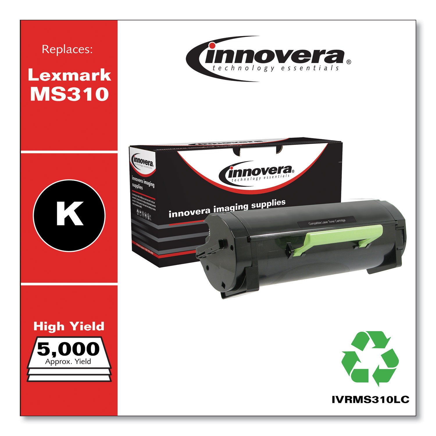 Innovera Remanufactured Black High-Yield Toner, Replacement for MS310, 5,000 Page-Yield (MS310LC)