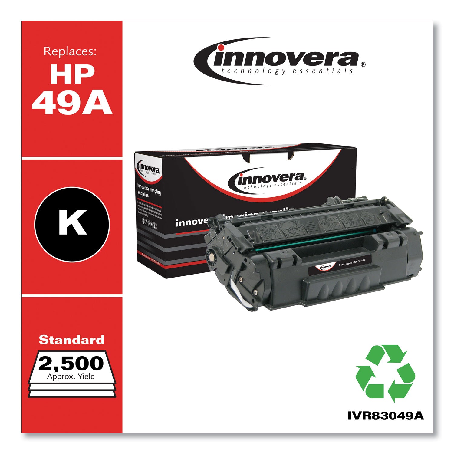 Innovera Remanufactured Black Toner, Replacement for 49A (Q5949A), 2,500 Page-Yield (83049A)