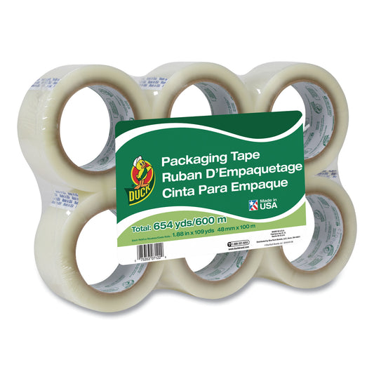 Duck Commercial Grade Packaging Tape, 3" Core, 1.88" x 109 yds, Clear, 6/Pack (240054)