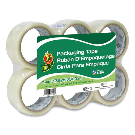 Duck Commercial Grade Packaging Tape, 3" Core, 1.88" x 55 yds, Clear, 6/Pack (240053)