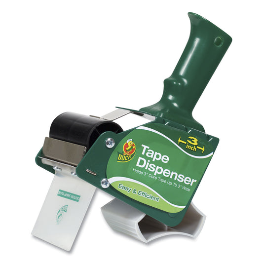 Duck Extra-Wide Packaging Tape Dispenser, 3" Core, For Rolls Up to 3" x 54.6 yds, Green (1064012)