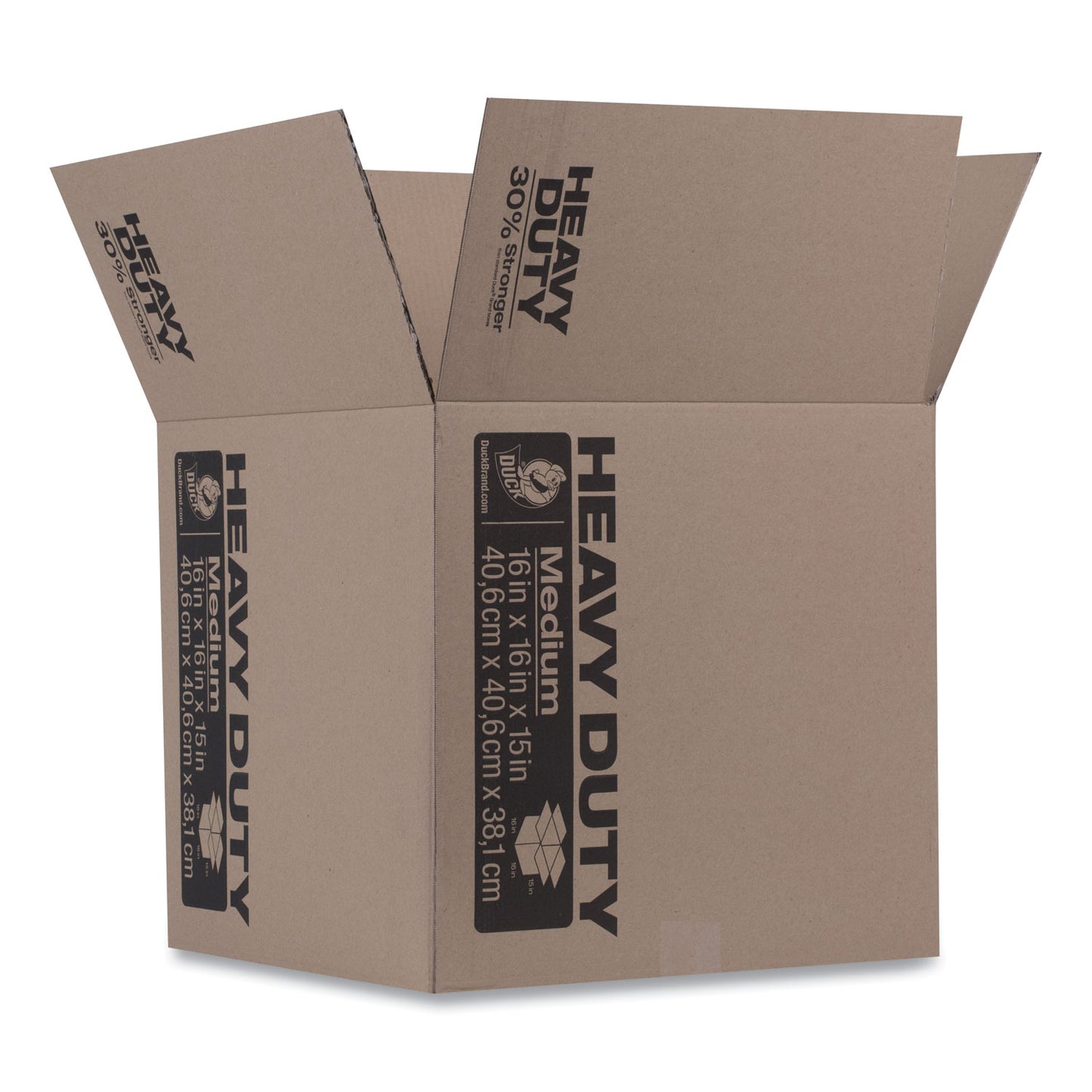 Duck Heavy-Duty Boxes, Regular Slotted Container (RSC), 16" x 16" x 15", Brown (280728)