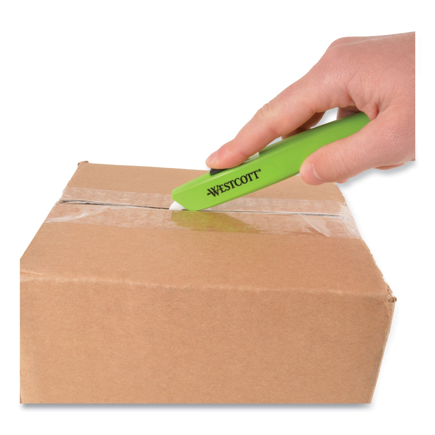 Westcott Safety Ceramic Blade Box Cutter, 0.5" Blade, 6.15" Plastic Handle, Green (17519)