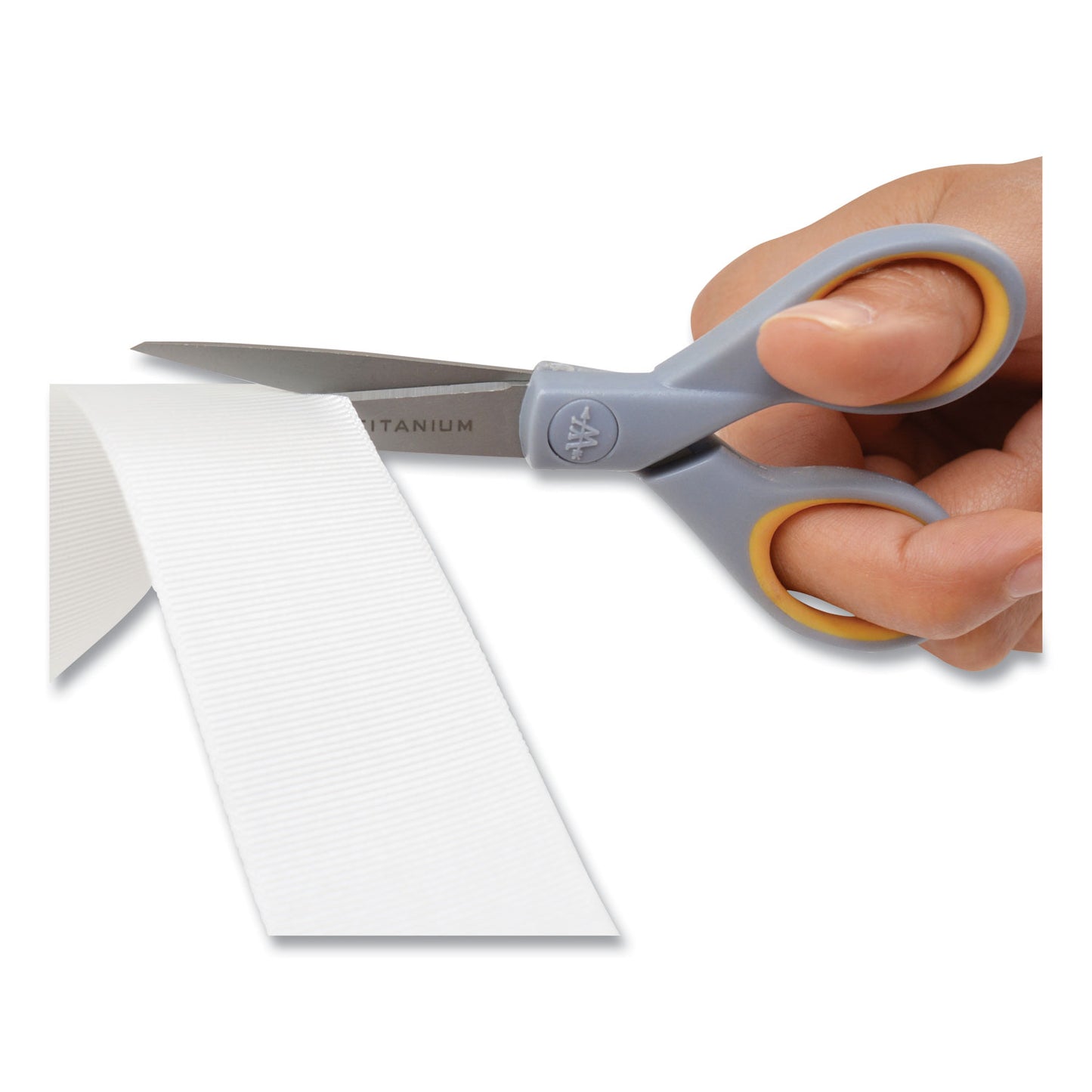 Westcott Titanium Bonded Scissors, 5" and 7" Long, 2.25" and 3.5" Cut Length, Straight Gray/Yellow Handle, 2/Pack (13824)