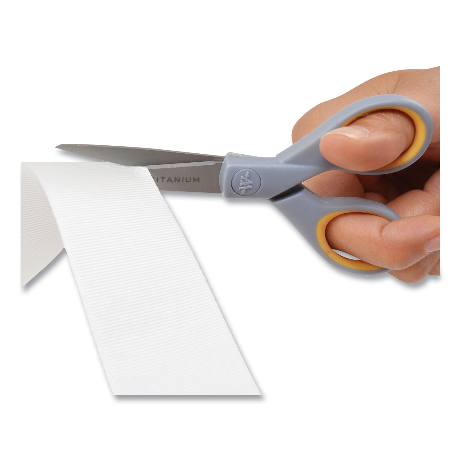 Westcott Titanium Bonded Scissors, 5" and 7" Long, 2.25" and 3.5" Cut Length, Straight Gray/Yellow Handle, 2/Pack (13824)