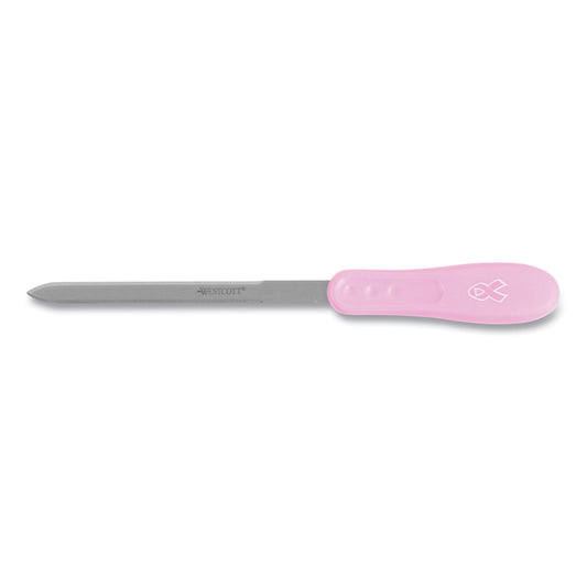 Westcott Pink Ribbon Stainless Steel Letter Opener, 9", Pink (15424)