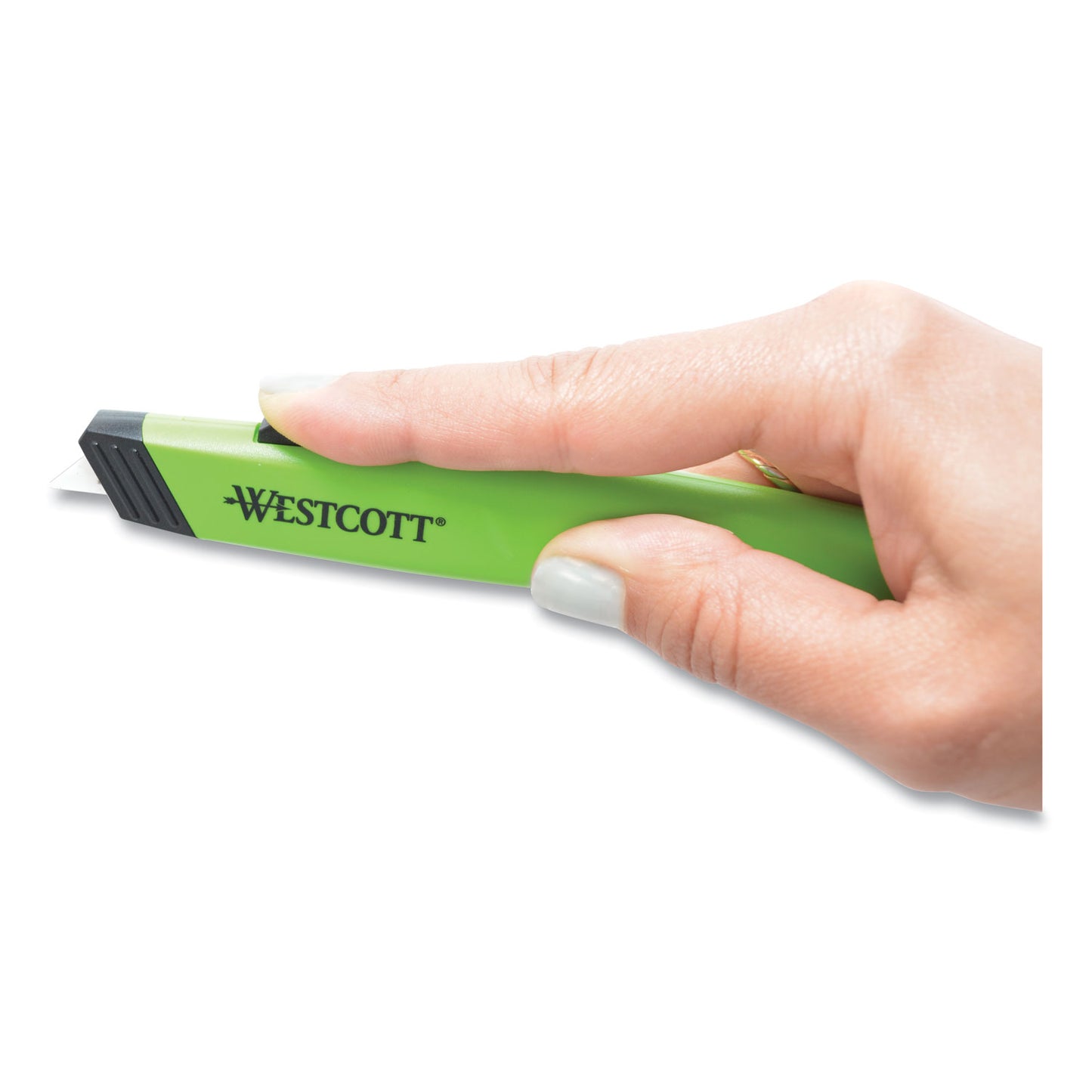 Westcott Safety Ceramic Blade Box Cutter, 0.5" Blade, 5.5" Plastic Handle, Green (16475)