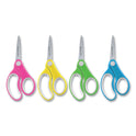 Westcott Soft Handle Kids Scissors, Pointed Tip, 5" Long, 1.75" Cut Length, Straight Assorted Color Handles, 12/Pack (15972)