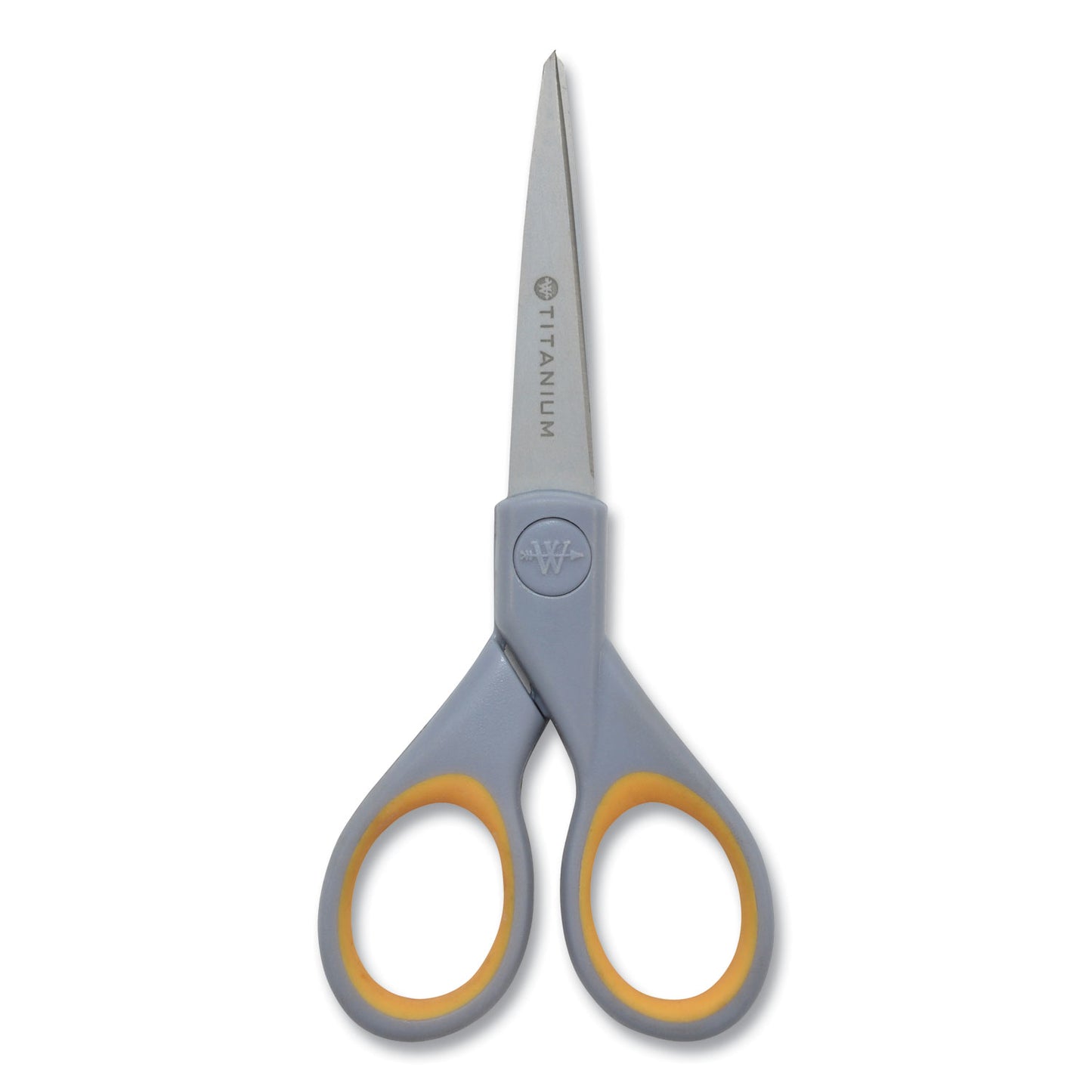 Westcott Titanium Bonded Scissors, 5" and 7" Long, 2.25" and 3.5" Cut Length, Straight Gray/Yellow Handle, 2/Pack (13824)