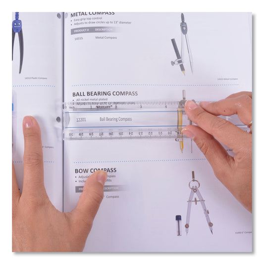 Westcott 12" Magnifying Ruler, Standard/Metric, Plastic, Clear (15571)