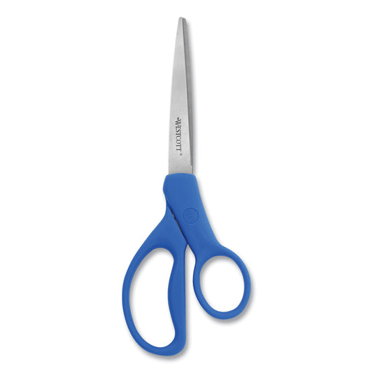 Westcott Preferred Line Stainless Steel Scissors, 8" Long, 3.5" Cut Length, Straight Blue Handle, 2/Pack (15452)