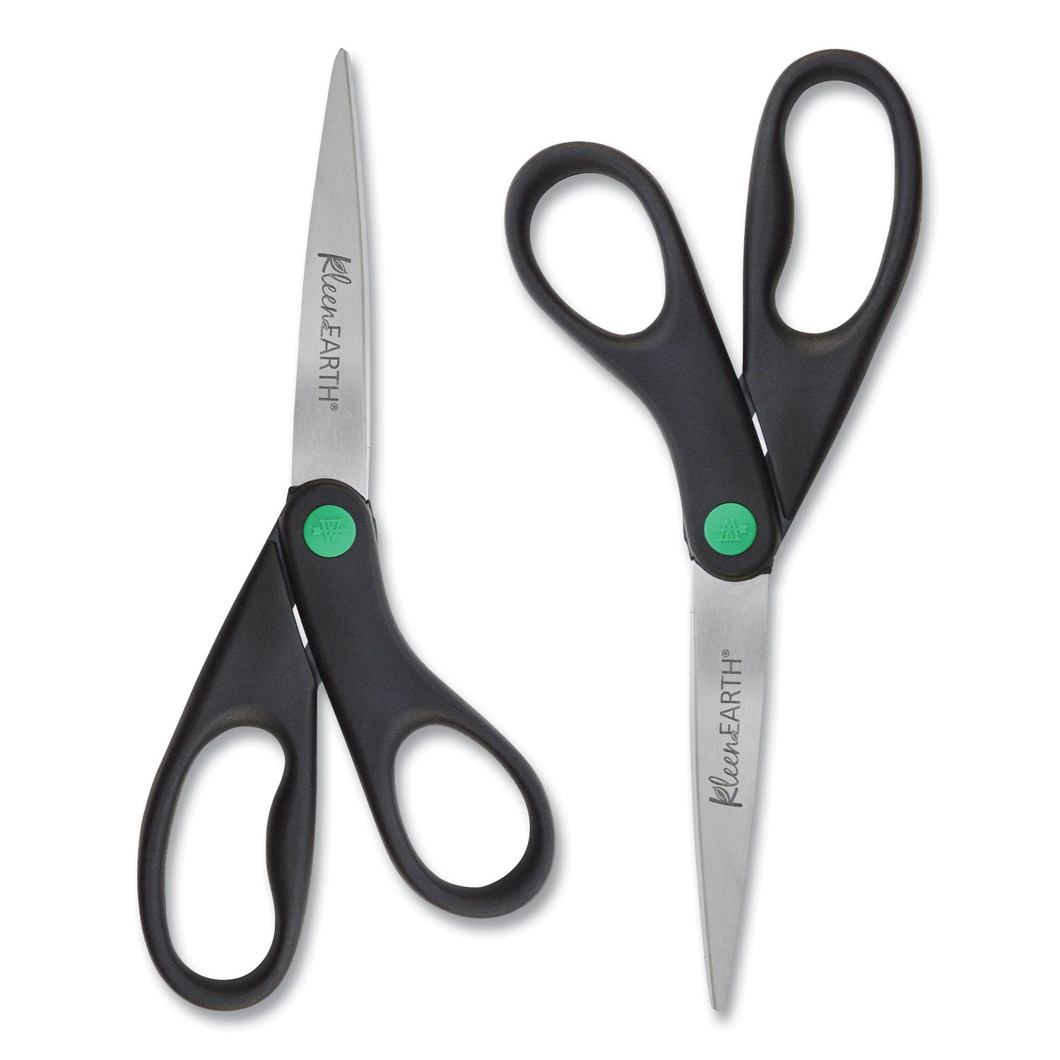 Westcott KleenEarth Scissors, 8" Long, 3.25" Cut Length, Straight Black Handle, 2/Pack (15179)