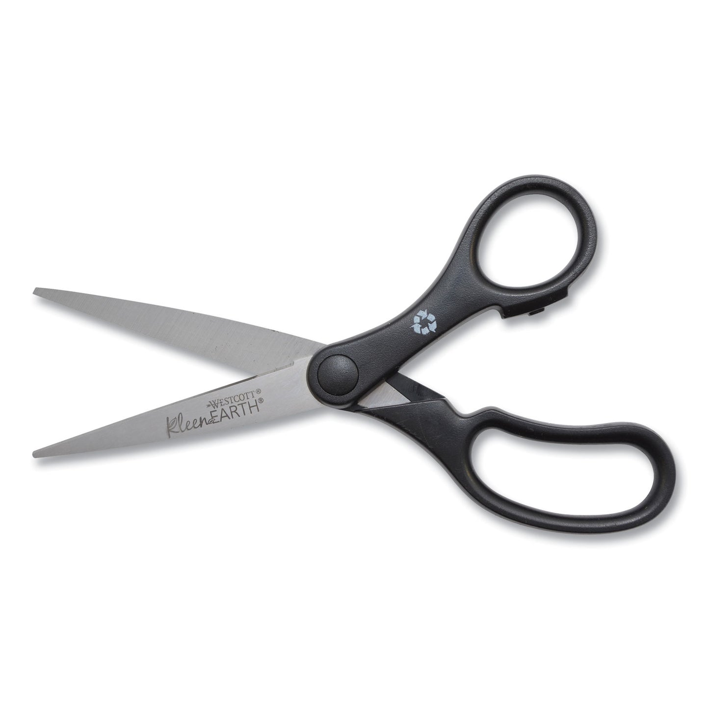 Westcott KleenEarth Basic Plastic Handle Scissors, 7" Long, 2.8" Cut Length, Straight Black Handle (15582)