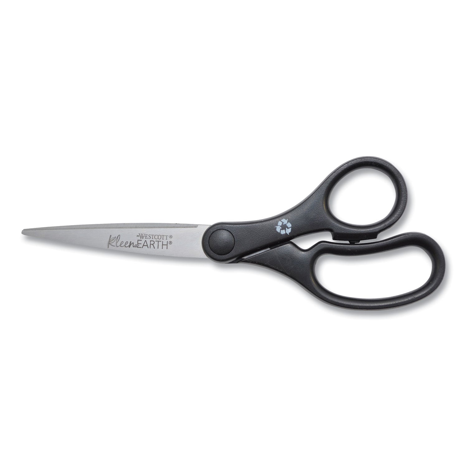 Westcott KleenEarth Basic Plastic Handle Scissors, 7" Long, 2.8" Cut Length, Straight Black Handle (15582)