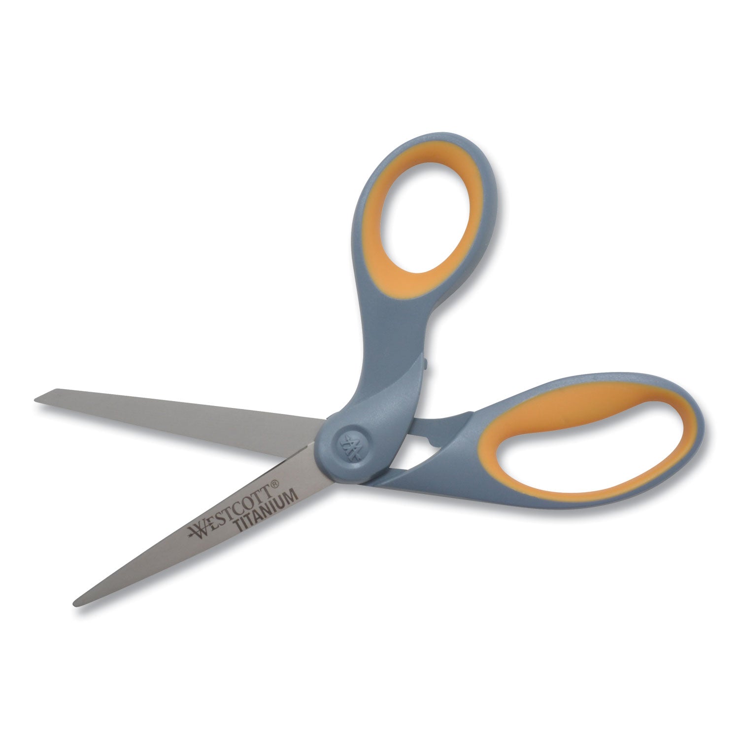 Westcott Titanium Bonded Scissors, 8" Long, 3.5" Cut Length, Crane-Style Gray/Yellow Handle (13731)