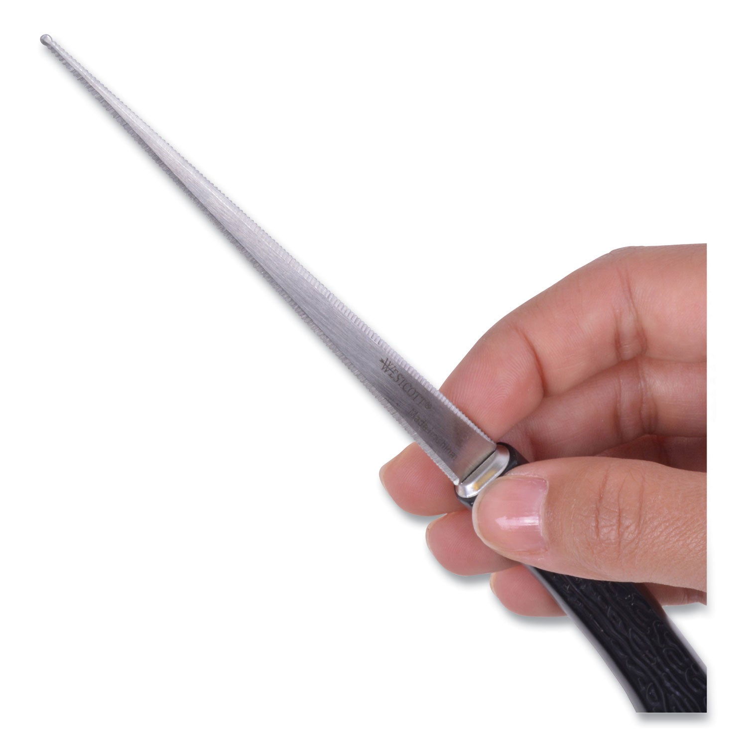 Westcott Serrated Blade Hand Letter Opener, 8", Black (29380)