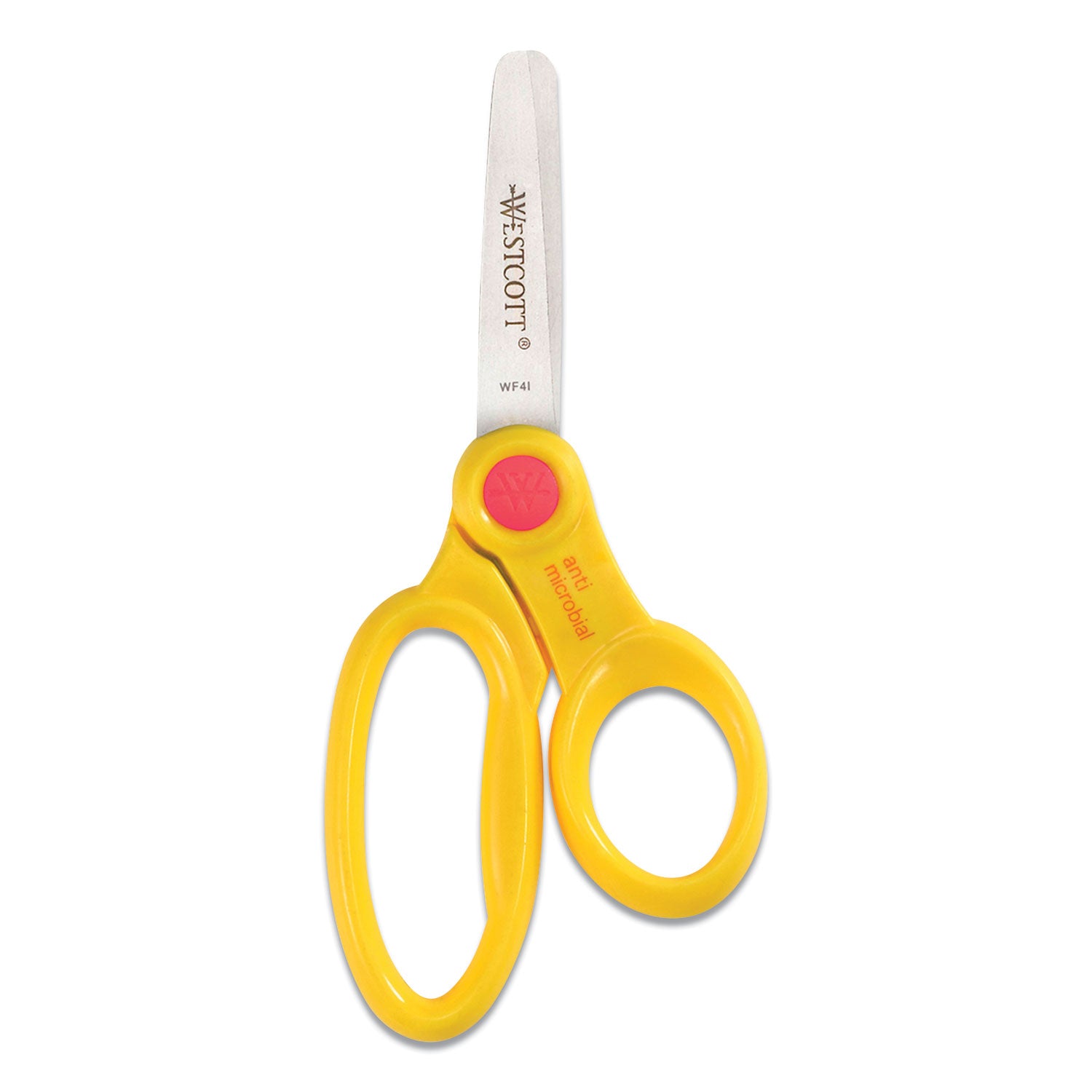 Westcott Kids' Scissors with Antimicrobial Protection, Rounded Tip, 5" Long, 2" Cut Length, Straight Assorted Color Handles, 12/Pack (14871)