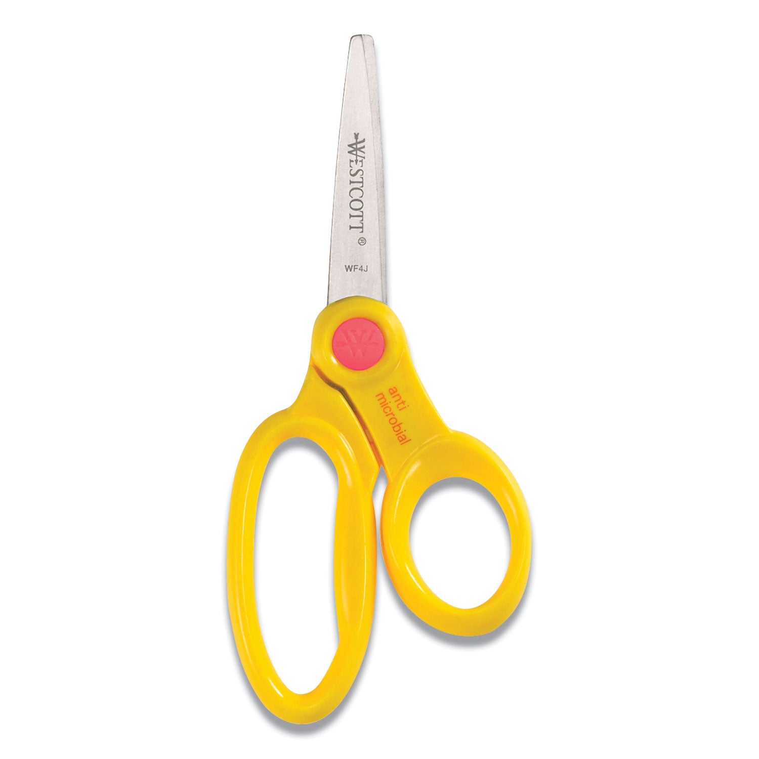 Westcott Kids' Scissors with Antimicrobial Protection, Pointed Tip, 5" Long, 2" Cut Length, Straight Assorted Color Handles, 12/Pack (14872)