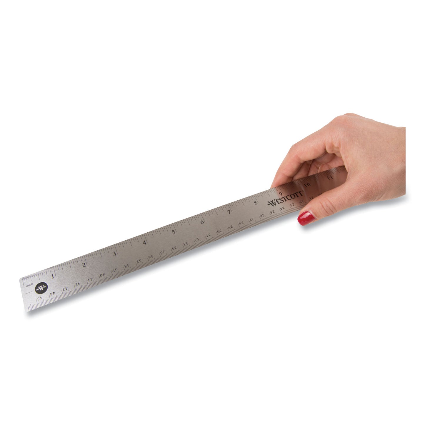 Westcott Stainless Steel Office Ruler With Non Slip Cork Base, Standard/Metric, 18" Long (10417)