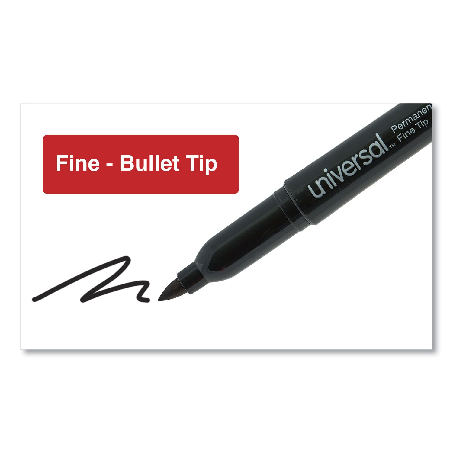 Universal Pen-Style Permanent Marker Value Pack, Fine Bullet Tip, Black, 60/Pack (07074)