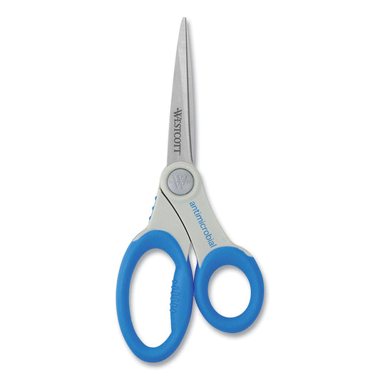 Westcott Scissors with Antimicrobial Protection, 8" Long, 3.5" Cut Length, Straight Blue Handle (14643)