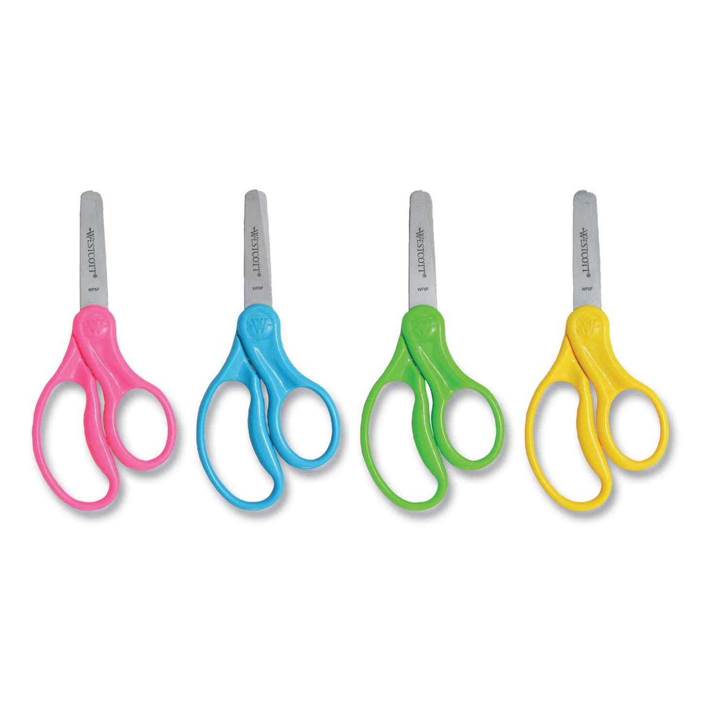 Westcott For Kids Scissors, Rounded Tip, 5" Long, 1.75" Cut Length, Straight Handle, Randomly Assorted Handle Color (13130)